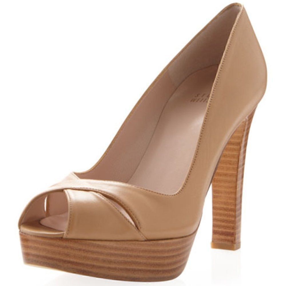 Stuart Weitzman Open Toe Crisscross Pumps in 10M